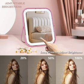 YEKKOPT pink lighted vanity mirror ideal for desks, bedrooms, and gifting.