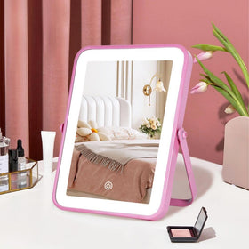 YEKKOPT pink vanity mirror with lights for precise makeup