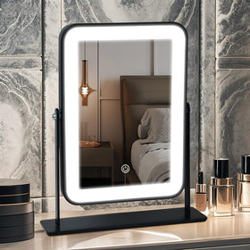 YEKKOPT portable desk vanity mirror with lights, front view, travel-ready.