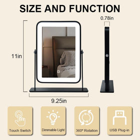 YEKKOPT mirror side profile showing compact design for easy desk storage.