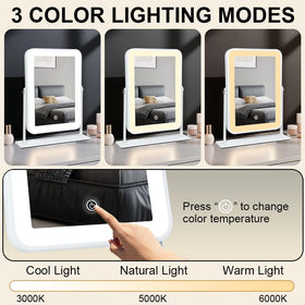 YEKKOPT mirror features three-color LED mimicking daylight for accurate color