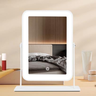 YEKKOPT sturdy tabletop mirror provides stable base for shaving or makeup