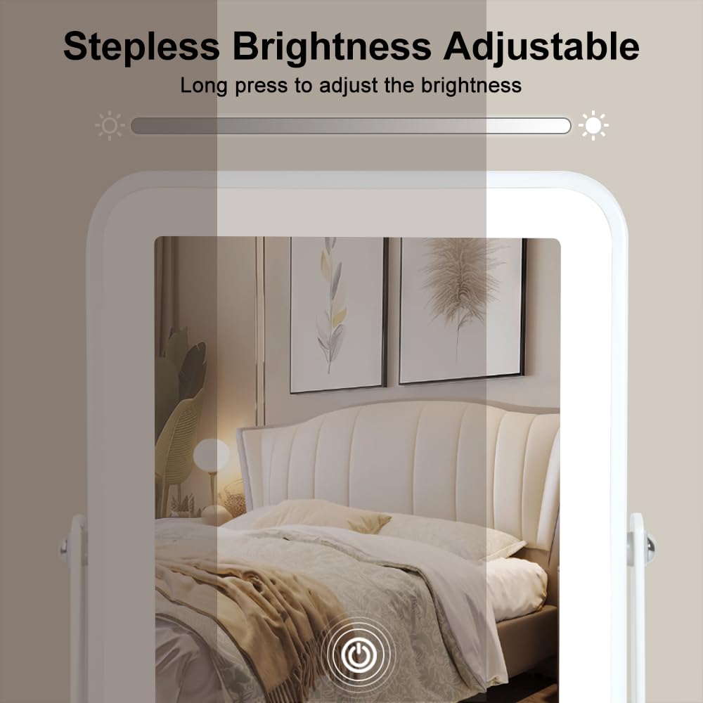 YEKKOPT touch-control mirror with LED light for even makeup routines