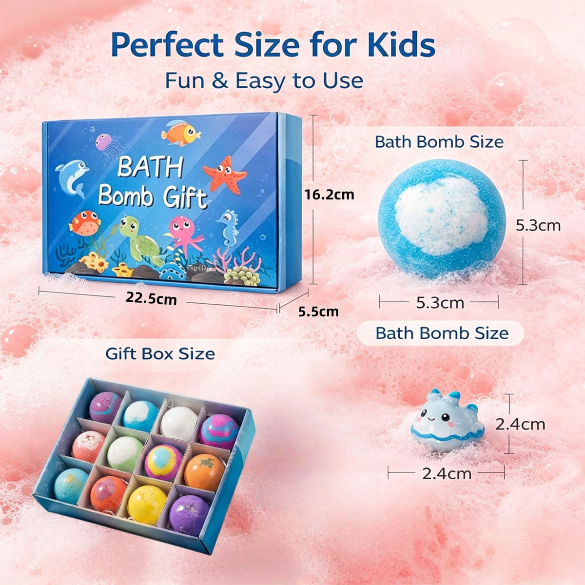 YellowRiver 12-piece bath bomb gift set with vibrant colors for bath time