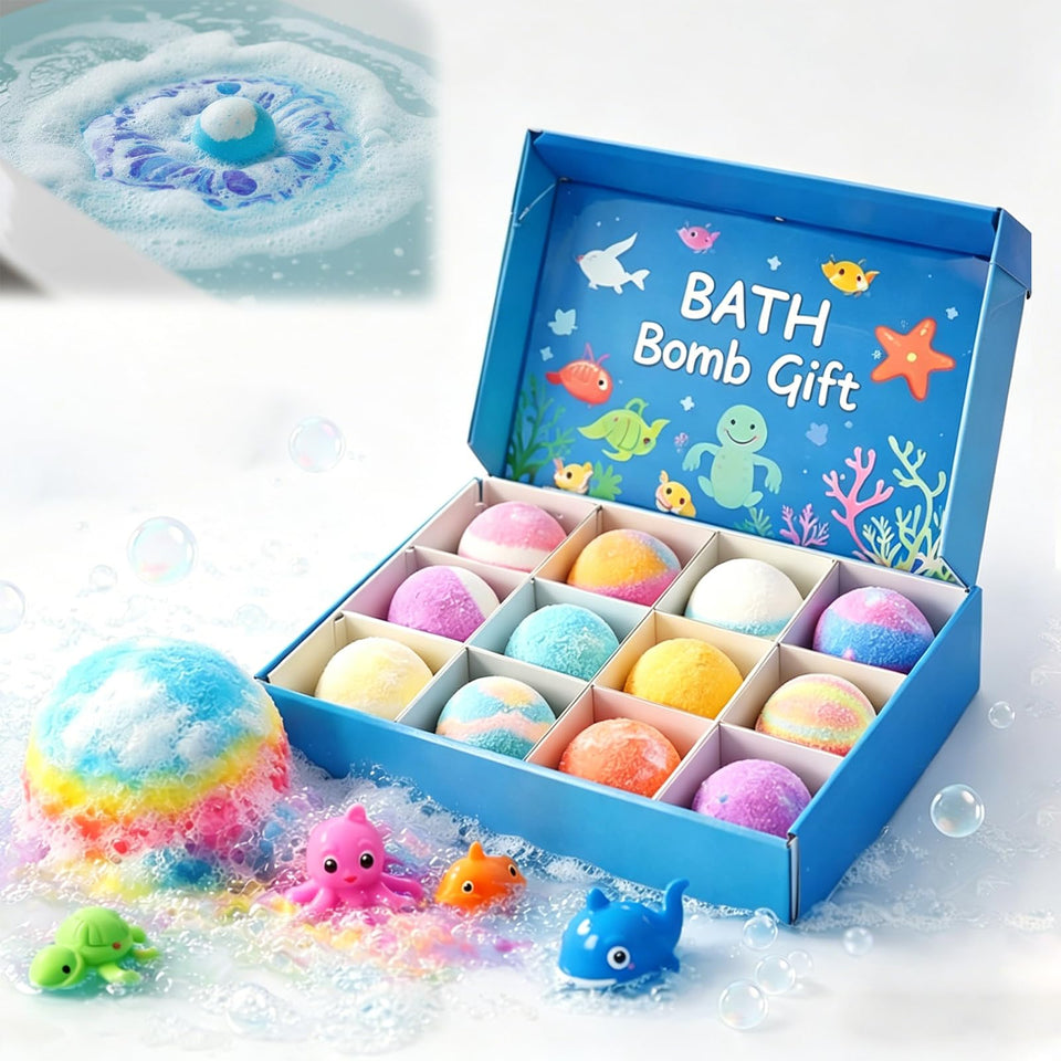YellowRiver ocean toy bath bombs box showcasing a gift-ready package for kids