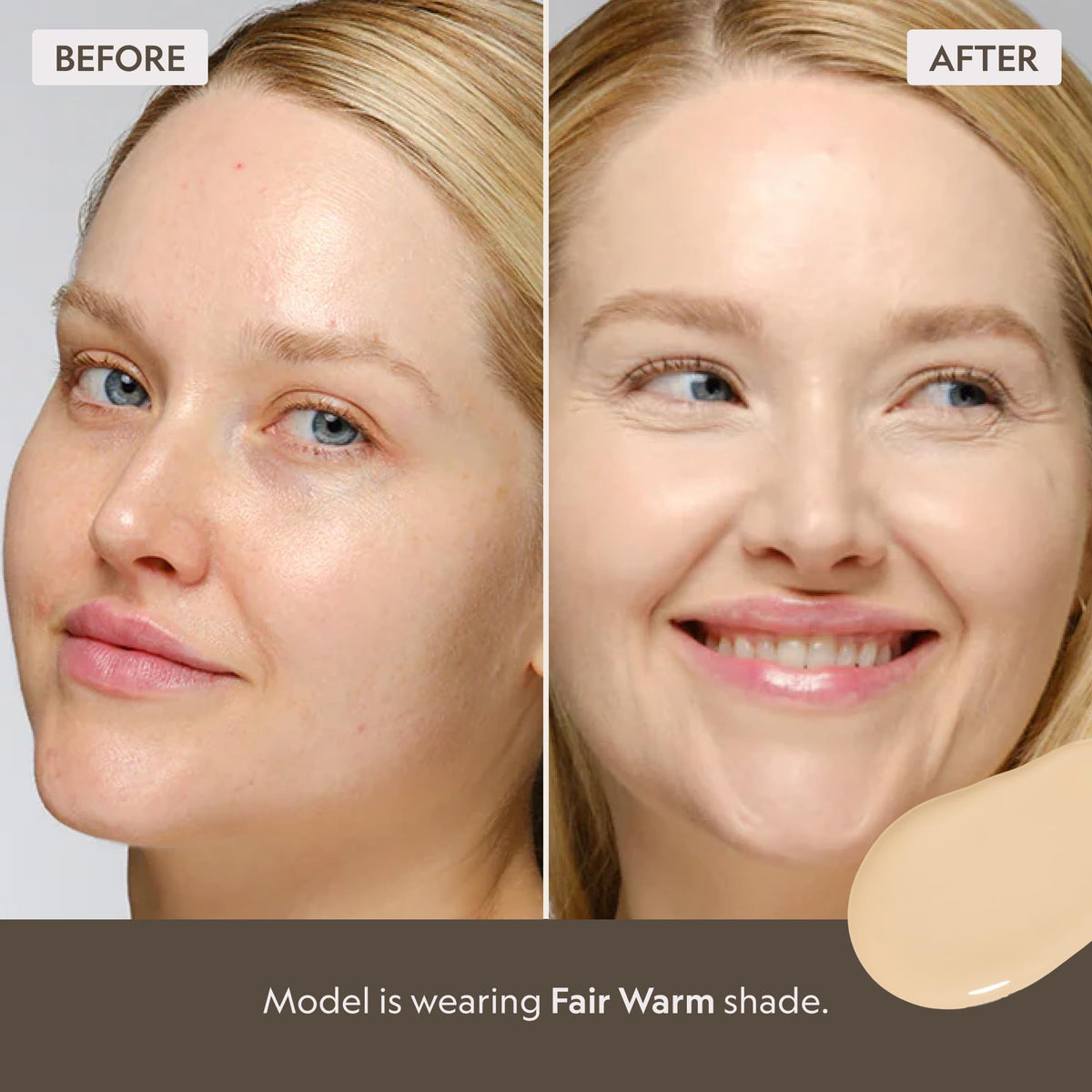 YENSA BC Foundation swatch on arm demonstrates skin-like blend.