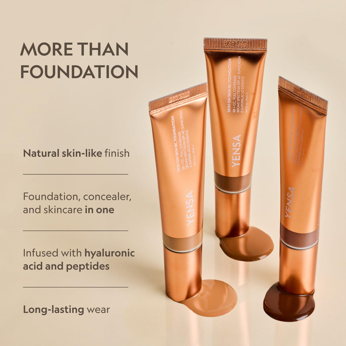 Applying YENSA BC Foundation yields a skin-like, natural finish.
