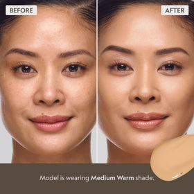 Creamy texture swirl on skin shows smooth, blendable coverage.