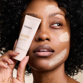 YENSA Tone Up Essential Glow Primer swatch on skin with luminous finish