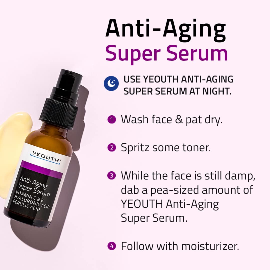 YEOUTH night-time display on vanity, suggesting end-of-day pampering.
