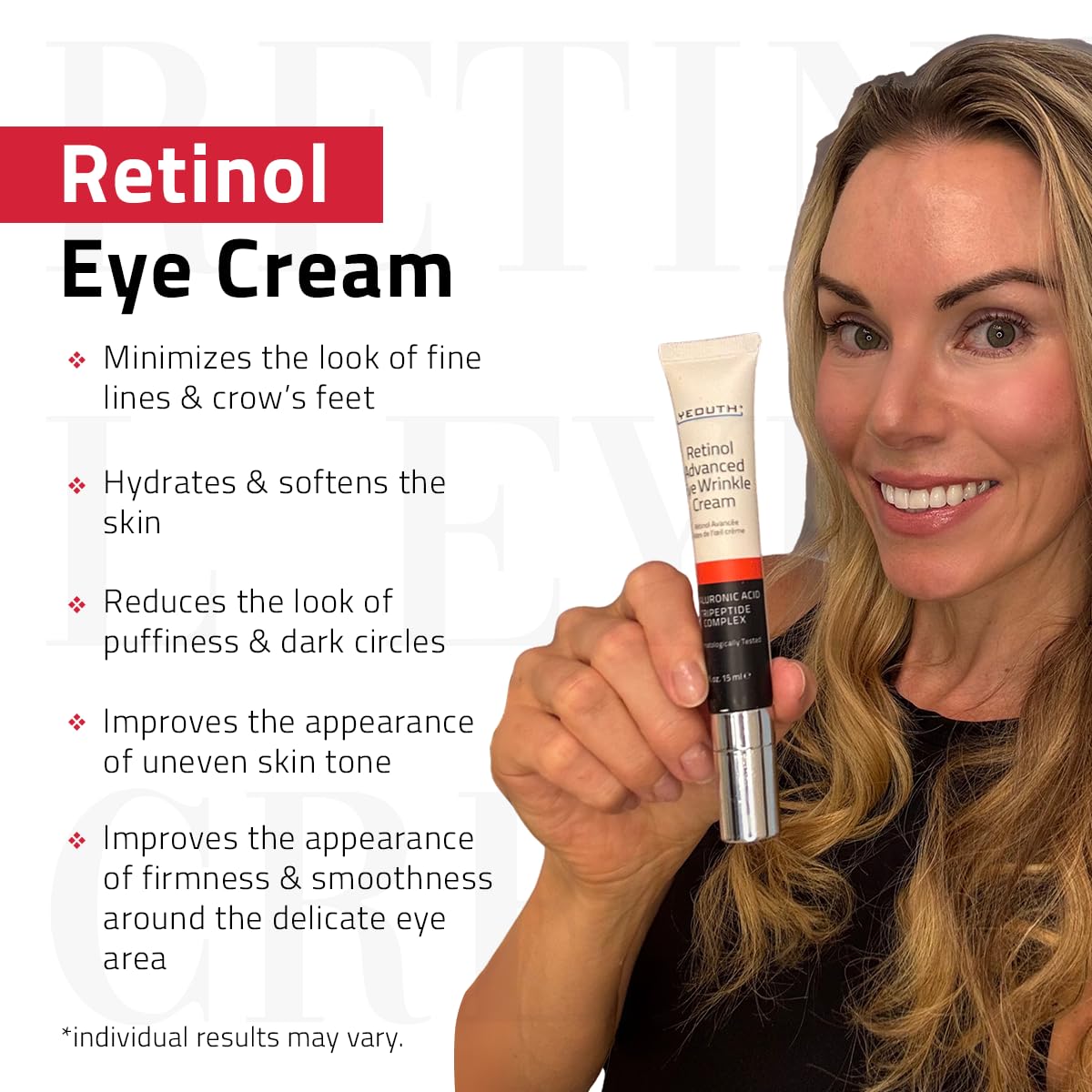 YEOUTH eye cream with hyaluronic acid delivers deep under-eye hydration.