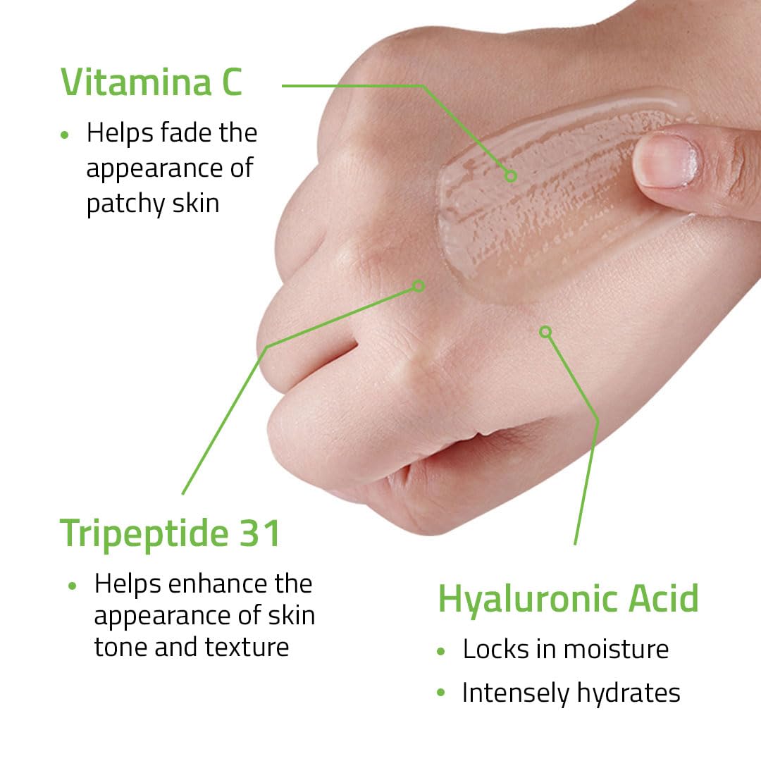 YEOUTH Hyaluronic Acid Serum Vitamin C bottle label shows hydration and brightness support.