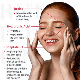YEOUTH paraben-free, dermatology-tested formula for sensitive under-eye skin.