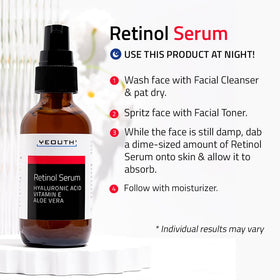 YEOUTH night skincare routine step with retinol serum and moisturizer