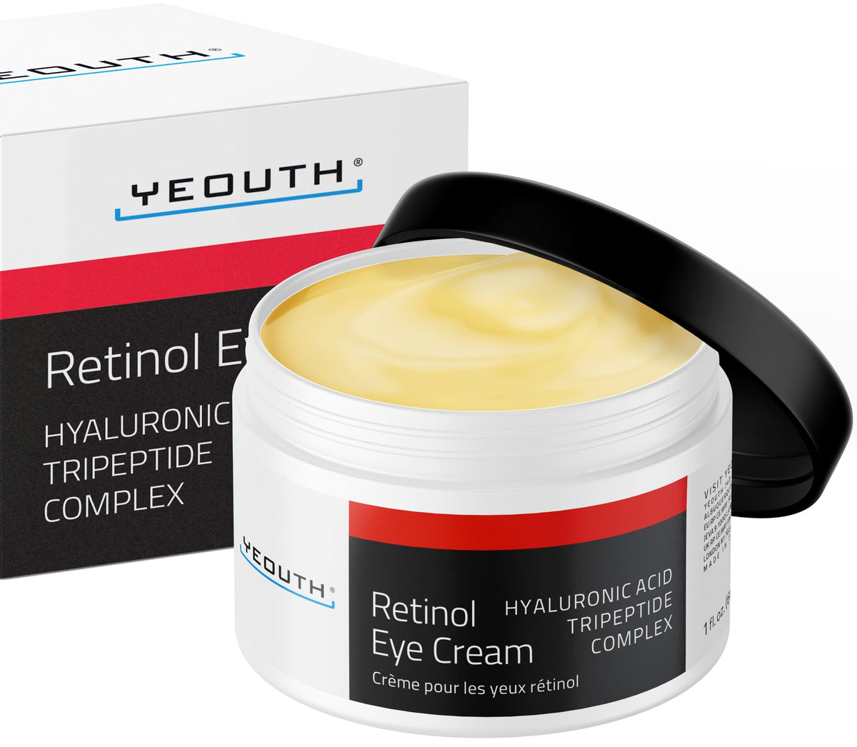 YEOUTH Retinol Eye Cream jar close-up for smooth, hydrated under-eye skin