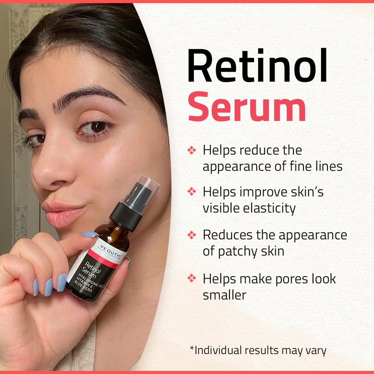 YEOUTH retinol serum texture swatch shows light non greasy finish