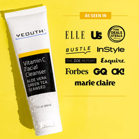 YEOUTH Vitamin C Cleanser label closeup showing Aloe Vera and Green Tea