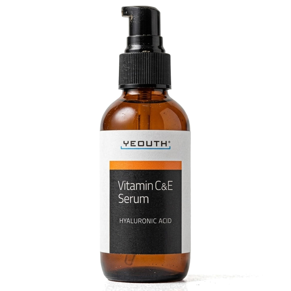 YEOUTH Vitamin C Serum bottle close-up highlighting premium packaging and hydration