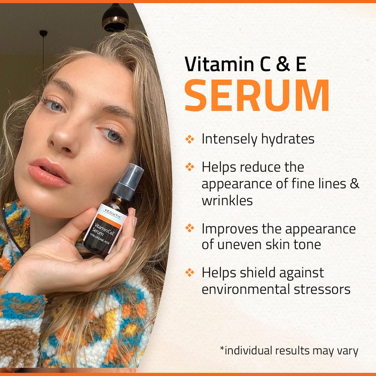 YEOUTH Vitamin C Serum pump demonstrates easy daily application