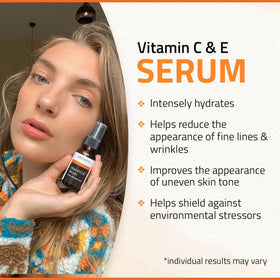 YEOUTH Vitamin C Serum label and packaging showcase a clean, paraben-free formula