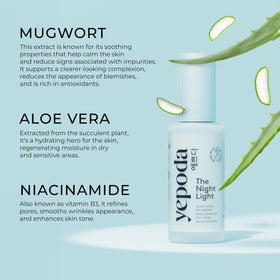 Yepoda Glass bottle packaging highlights eco-friendly, recyclable design.