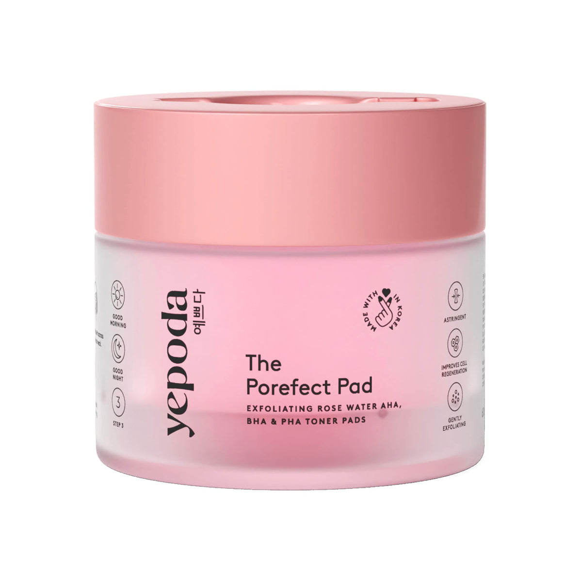 Yepoda Porefect Pad heart-shape design for precise cleansing around contours.