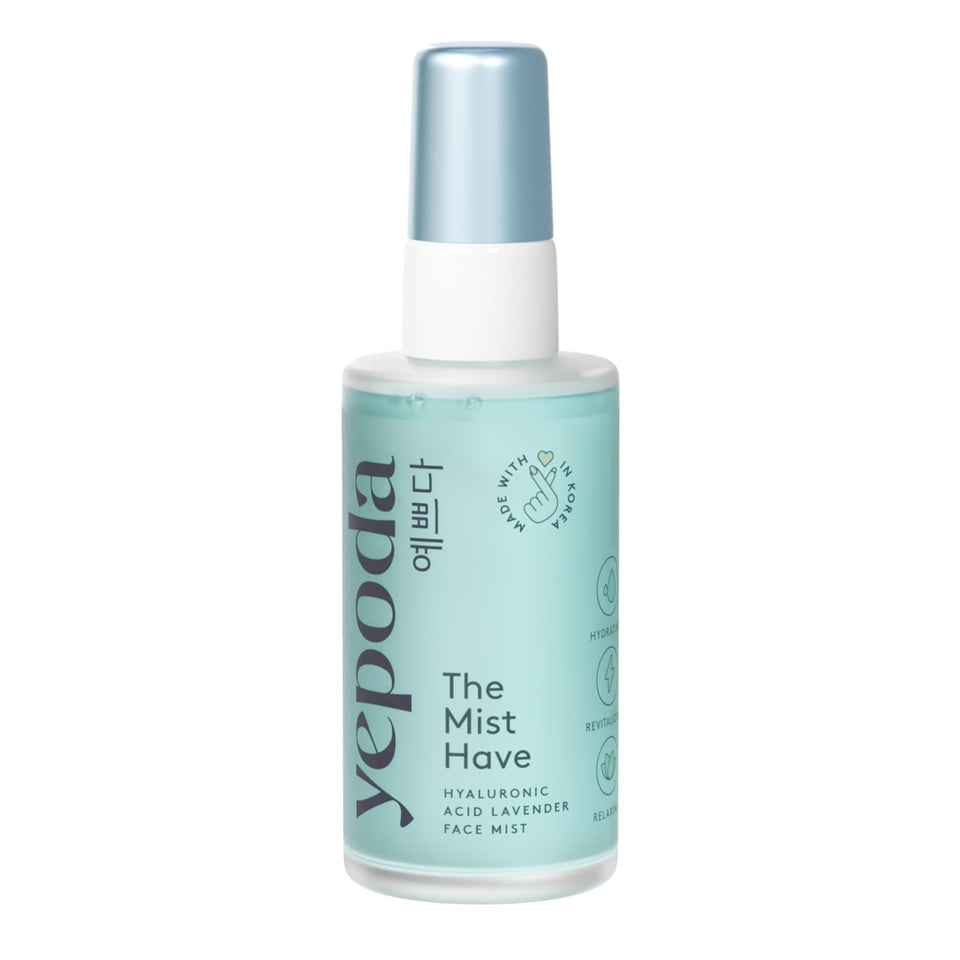 Yepoda The Mist Have bottle closeup highlighting glass packaging for eco friendly hydration