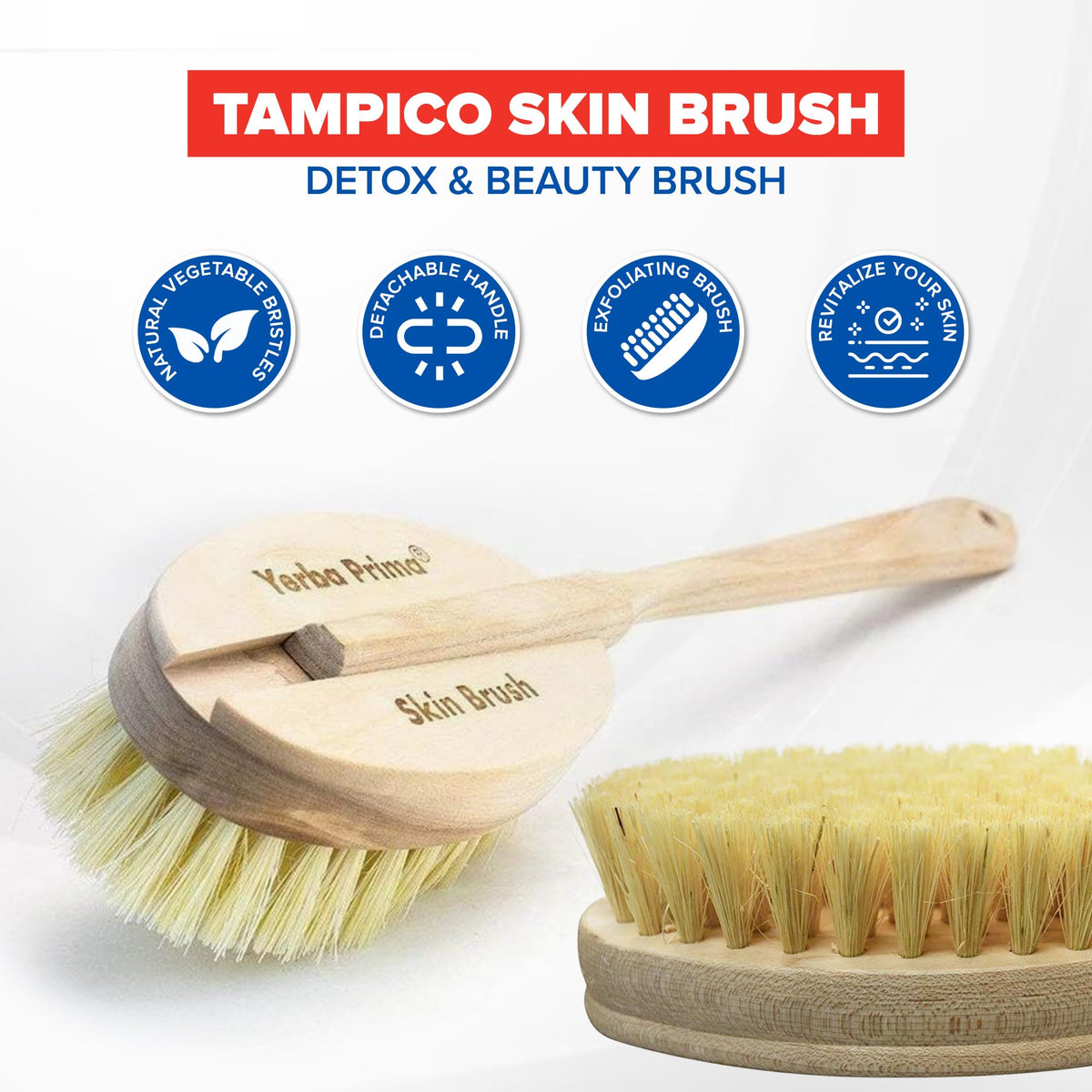 Yerba Prima Tampico Skin Brush back reach design helps full-body exfoliation