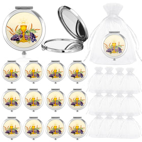 Yerliker first communion compact mirror closed, portable keepsake for ceremonies.