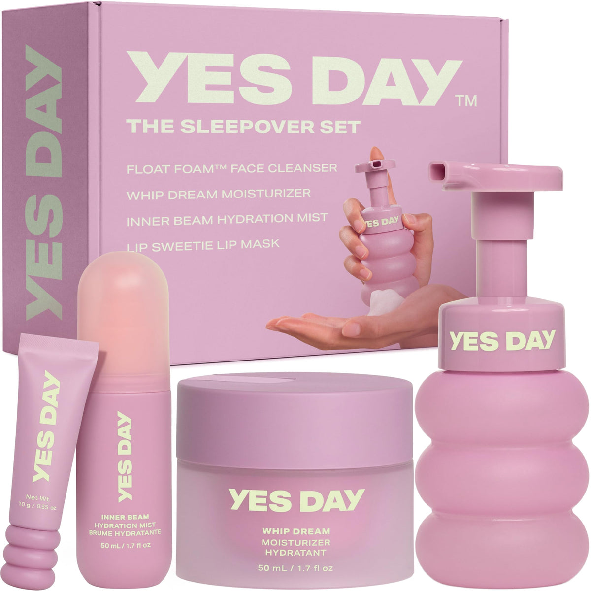Yes Day Sleepover Set cleanser foaming action refreshes and balances teen skin.