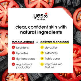 Yes To Tomatoes bar soap ingredients charcoal tomato extract and sunflower oil for balance