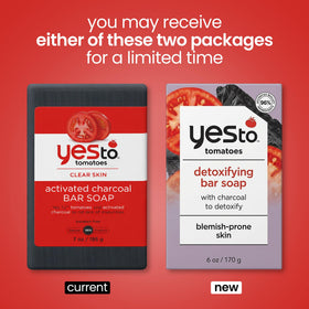 Yes To Tomatoes charcoal bar soap lathering on skin for daily cleansing