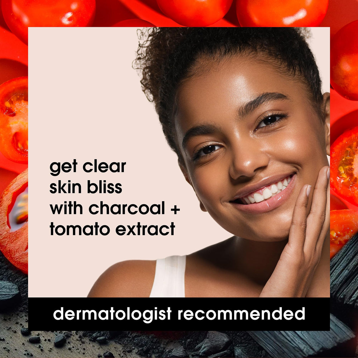 Yes To Tomatoes charcoal bar soap silky texture for a smooth cleanse