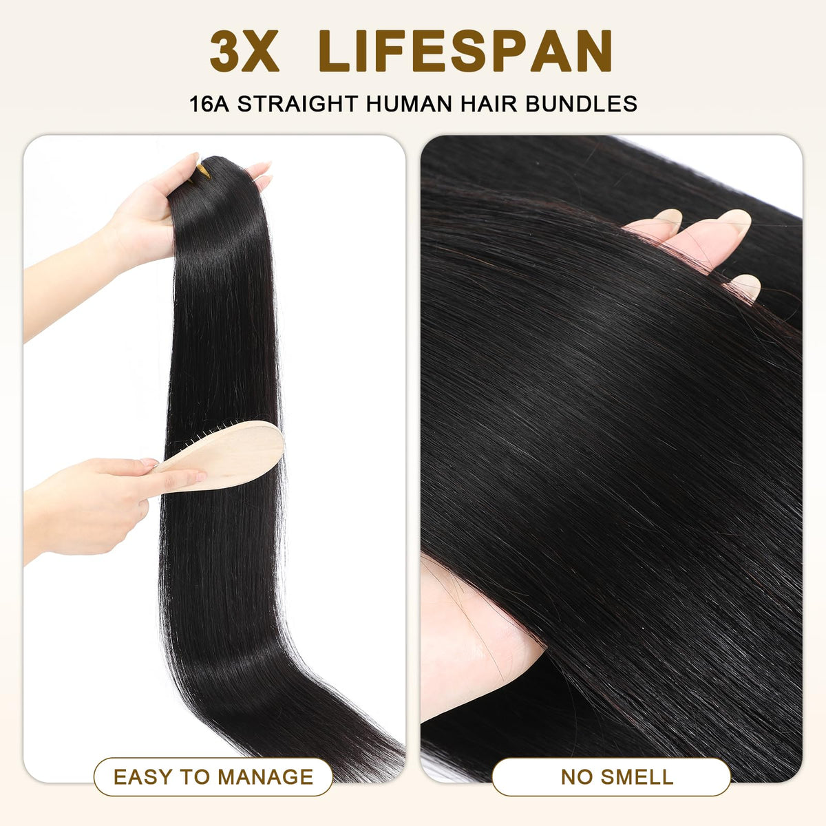 YesBase 16A raw straight bundles 22 inch length adds balanced volume and movement