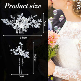 Yeshone rhinestone flower hairpin enhances bridesmaids' hairstyles.