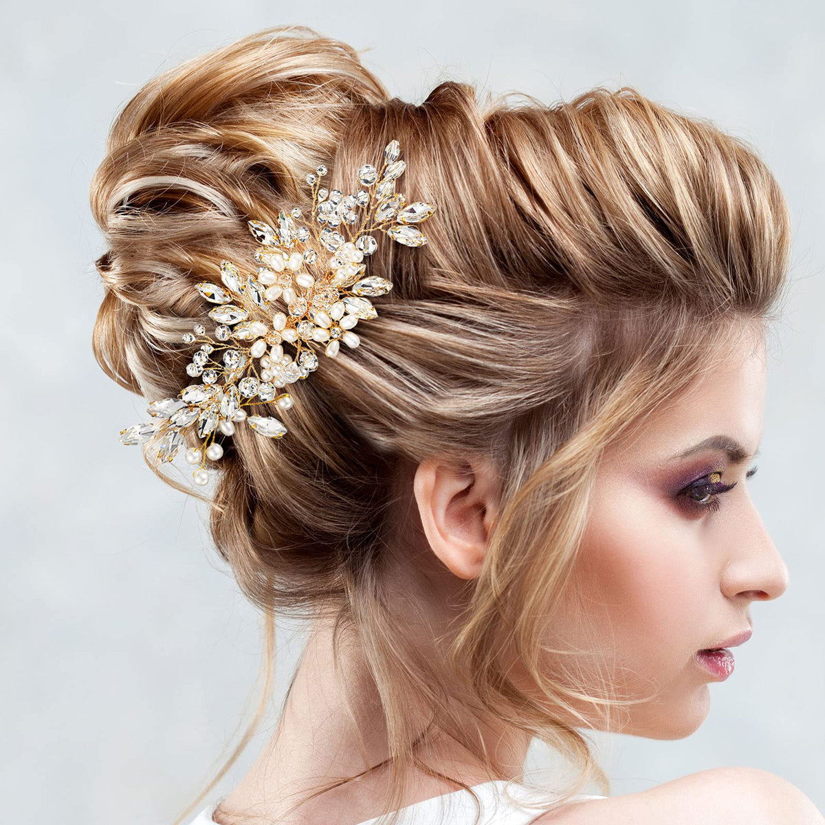 Yeshone gold finish hair clip provides secure, lightweight hold