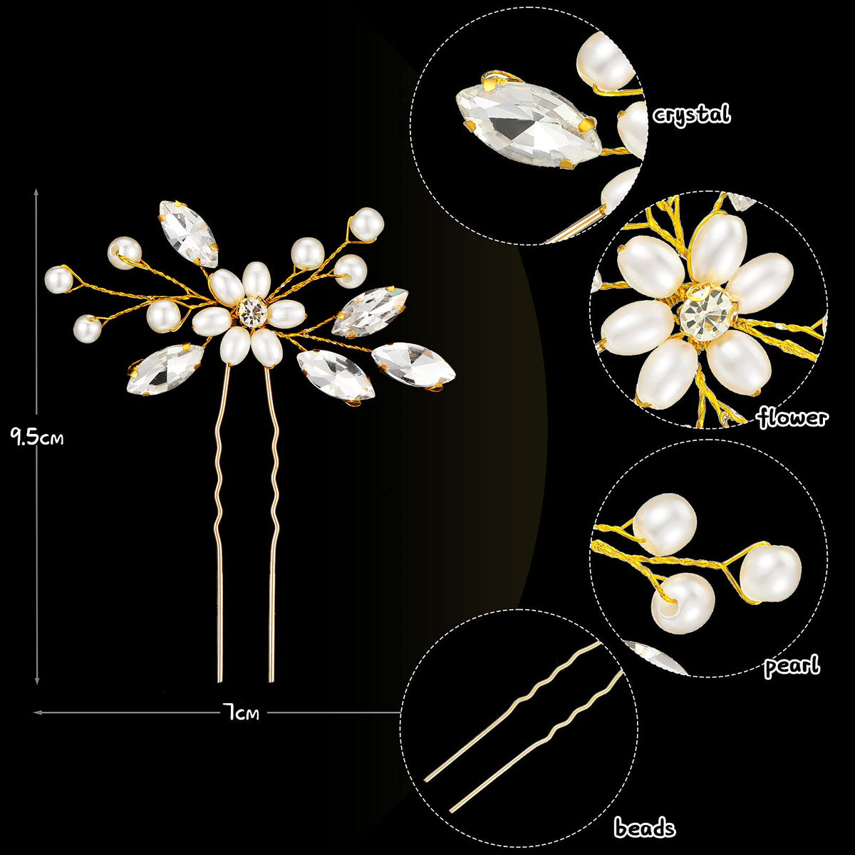 Yeshone rhinestone flower hairpin enhances elegant wedding hairstyles