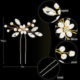 Yeshone rhinestone flower hairpin enhances elegant wedding hairstyles