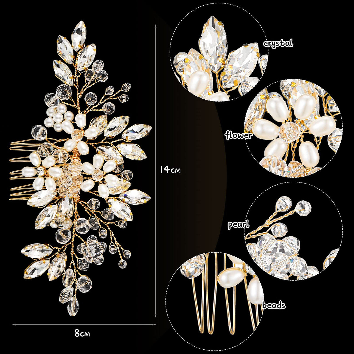 Yeshone rhinestone flower hairpins add subtle shine to bridal styling