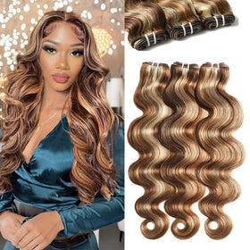 YesHuray sun-kissed blonde highlight bundles in 18in for natural color blend.