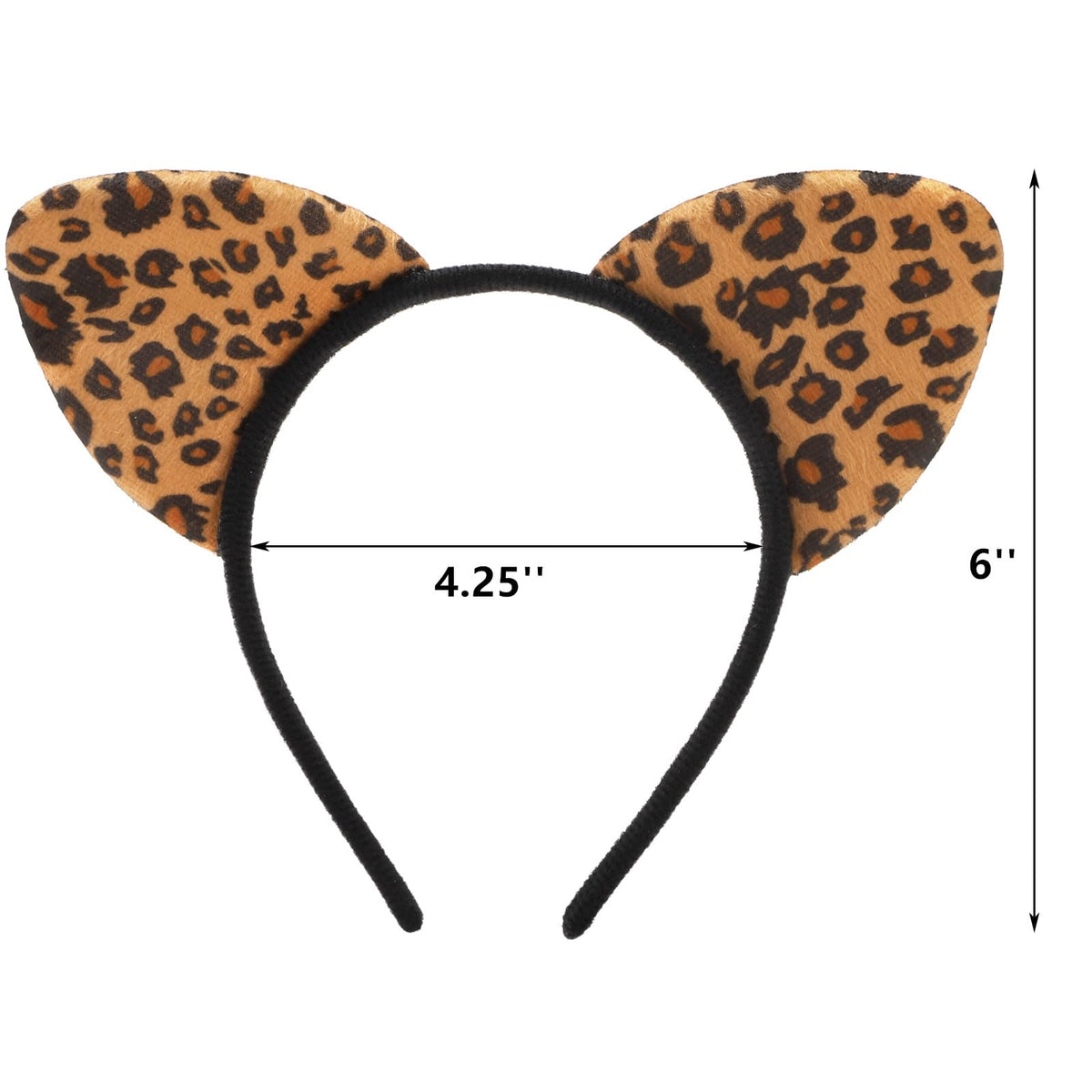 Yesland cheetah ears headband side view showing flexible elastic fit.