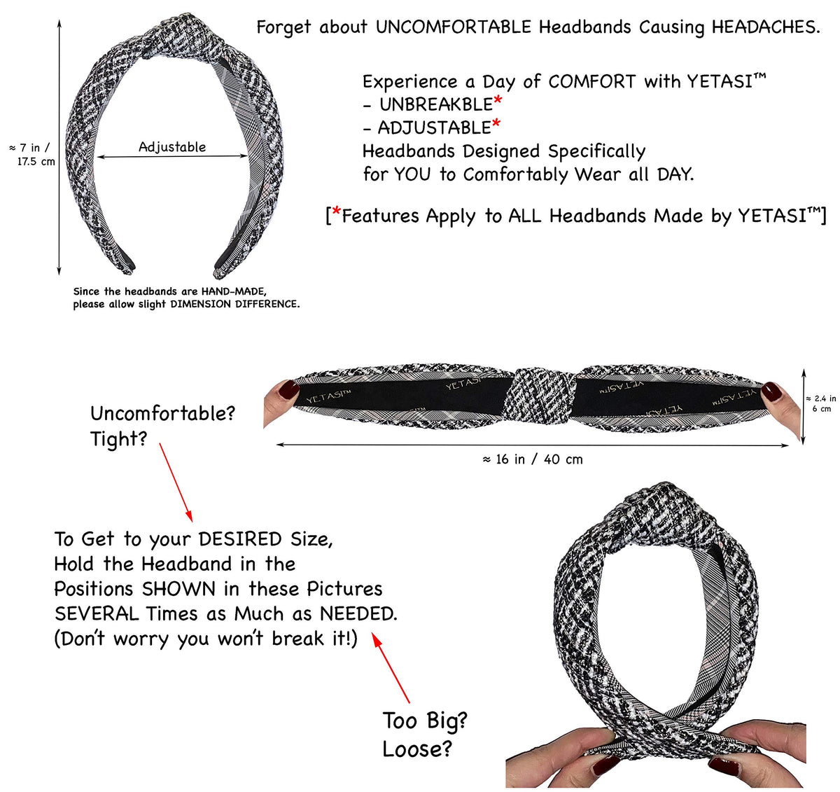 YETASI gift-ready black knot headband presented as a thoughtful gift