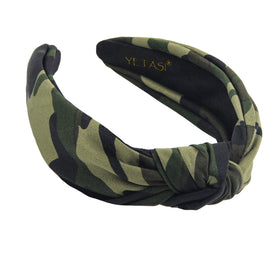 Yetasi green camo headband for women, close-up view, all-day comfort