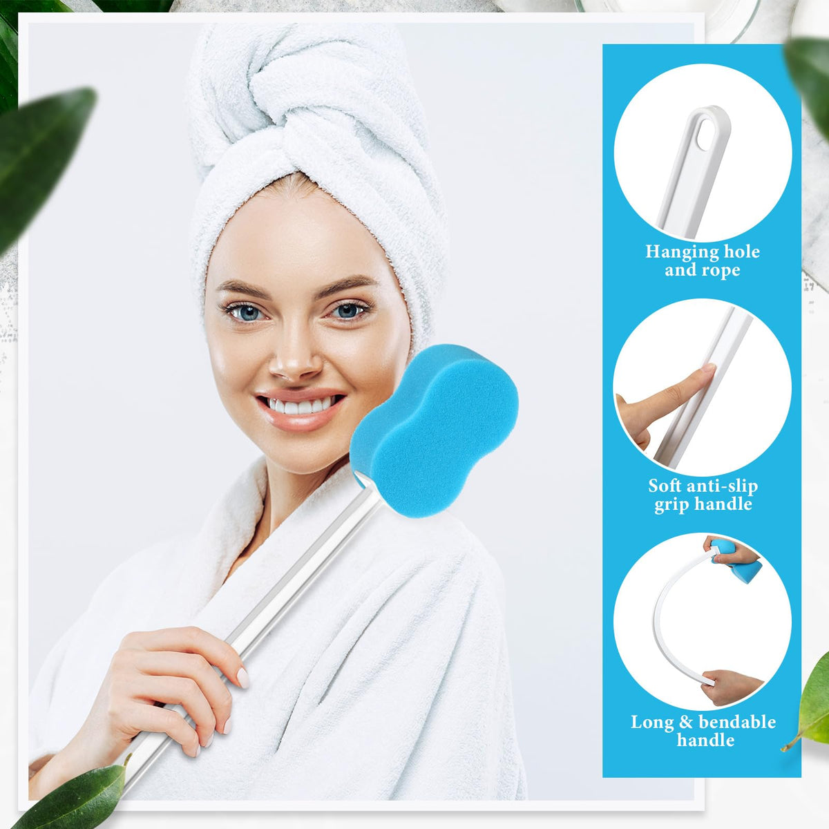 Yetene 3-piece set of long-handled sponges for family use.
