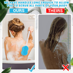 Yetene extended-reach shower scrubber for comfortable daily bathing.