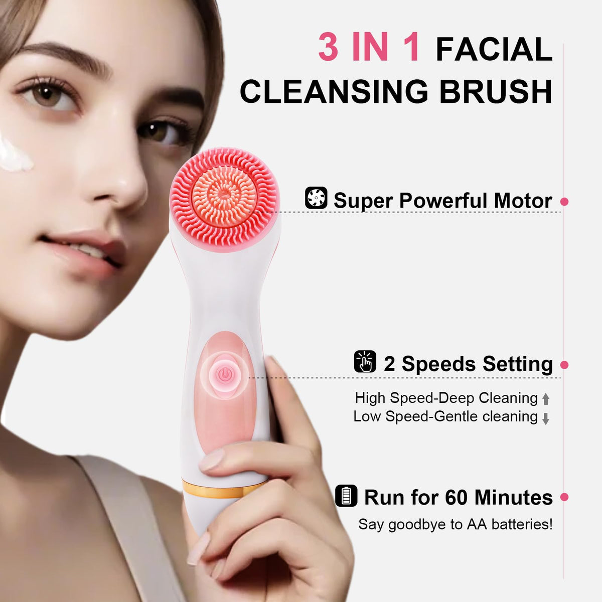 Yevsinbay dual-rotation technology for deep pore cleansing.