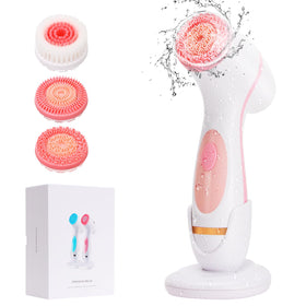 Yevsinbay facial cleansing brush pink handle for gentle daily cleanse.