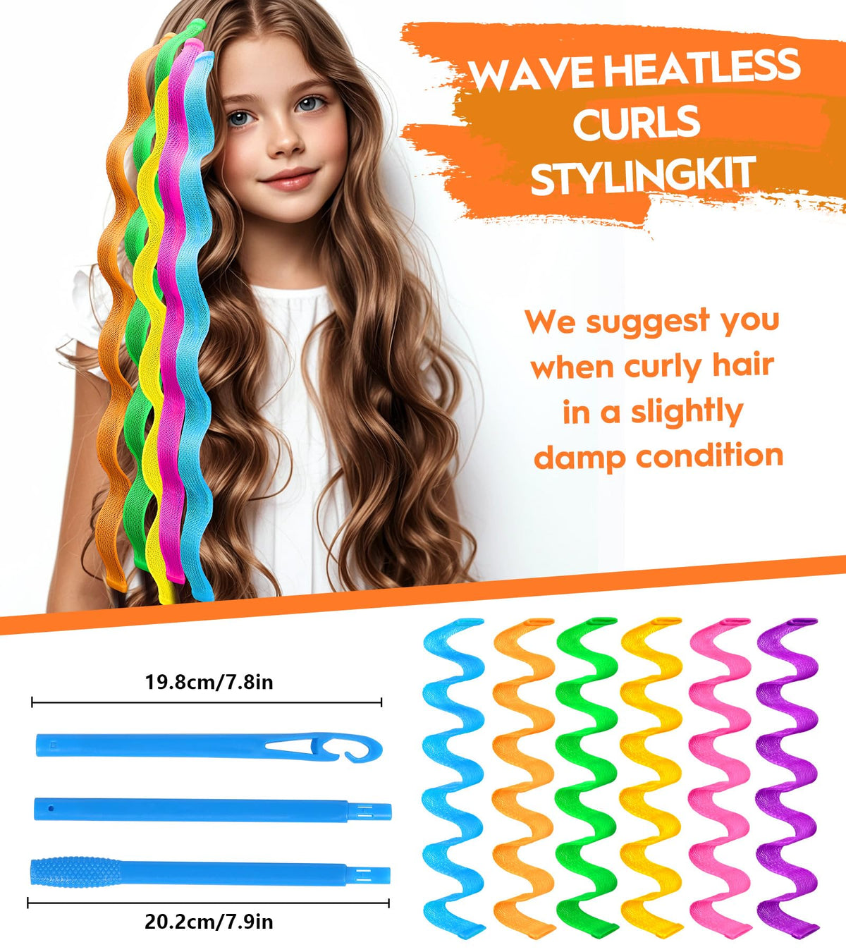 YEVYO heatless curlers orange pack versatile styling for various hair lengths