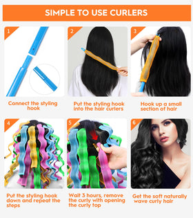 YEVYO heatless curlers purple pack durable, reusable for home salon-grade waves