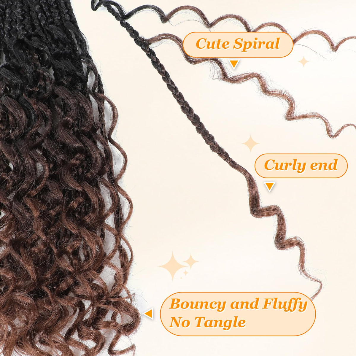 YEWELL 9-pack box braids, ample strands for full head